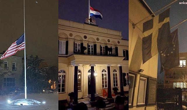 Türkiye'de bazı ülkelerin yabancı misyon temsilcilikleri de ulusal yasa katıldı: Bayraklar yarıya indirildi