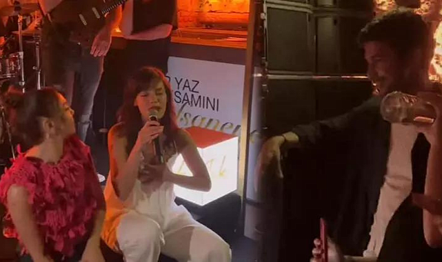 Kaan Yıldırım, sahnede şarkı söyleyen sevgilisi Pınar Deniz'den gözlerini alamadı