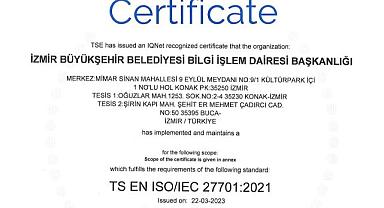 İzmir Büyükşehir Belediyesi ISO 27701 standardına sahip ilk “Büyükşehir” oldu