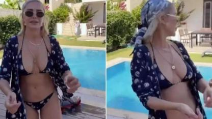 Ece Erken'in havuz keyfi kabusa döndü! Yaşadığı panik kamerada